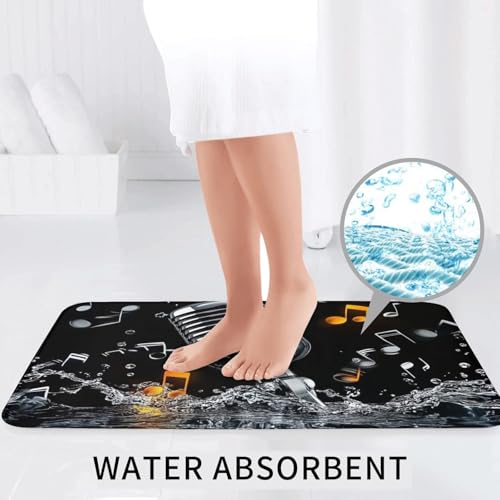 Alfombrilla de baño con diseño de micrófono, evite resbalones con microfibra lavable 7
