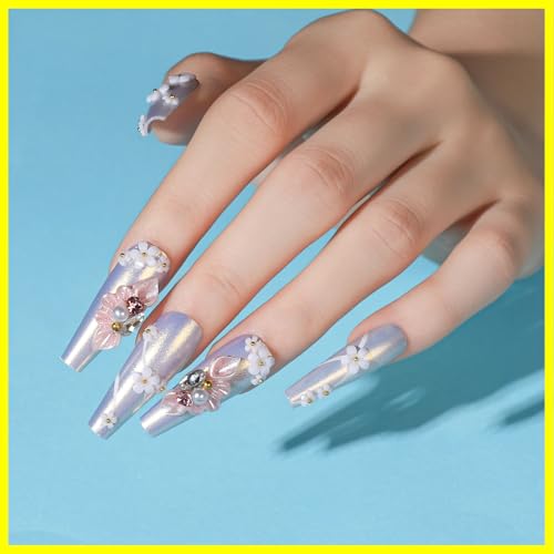 Teenitor Nail Charms and Gems Nail Art Tools, 3 Box 3D Flower Nail Charms for Nails Design Tools, Nail Pearls Nails Supplies, Butterfly Bow Nail Charms Nail Decor 3D Nail Art Kit - Thumbnail 5