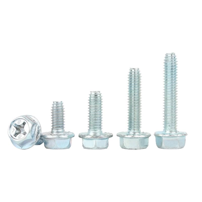 Tornillos de cabeza de brida hexagonal de acero galvanizado pernos m4 m5 m6 m8 (50,M6 x 16 mm, ajustados)