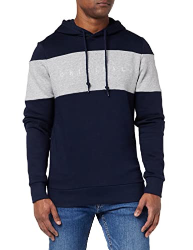 Jack & Jones Jorcopenhagen Panel Sweat Hood Sudadera con Capucha, Navy Blazer/Fit: Relajado/Cloud/Org, M para Hombre