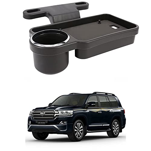 Image of Oshotto (FT-04) Foldable Car Auto Headrest Rear Back Seat Table Drink Food Cup Tray Holder Compatible with Toyota Land Cruiser 200 - Black