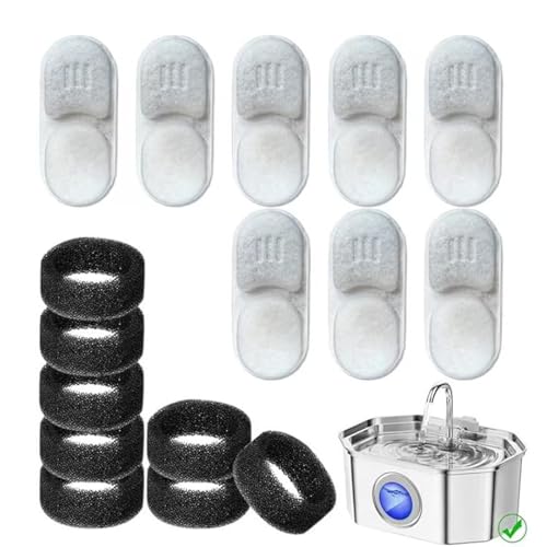 12 filtros de repuesto y esponjas compatibles para fuente de mascotas miniatura 2
