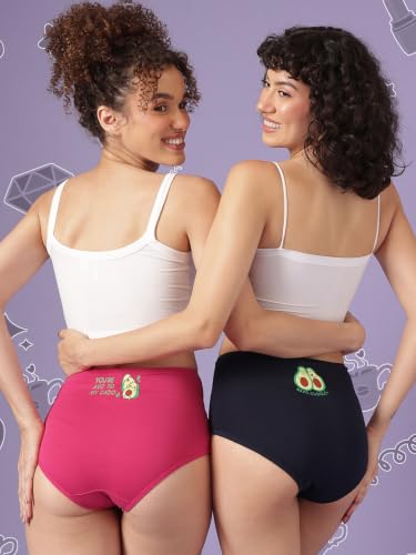 Image of Clovia Chuddy Buddies Cotton Printed Back Hipster Panties for Women Combo -Pack of 3- Multicolor