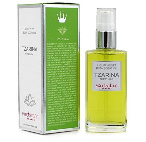 TZARINA Liquid Velvet Body Scent Oil, Nymphaea, 3.3oz. 100% Natural, 44% Organic