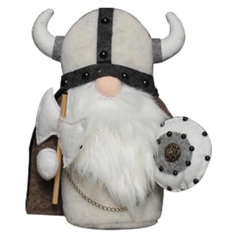 Bnibol 1PCS Christmas Viking Warrior Home Gnomes Decor, Axe Plush Standing Doll, Perfect for Interior Decoration or Gifts for Family, Friends, Colleagues (White) Cover