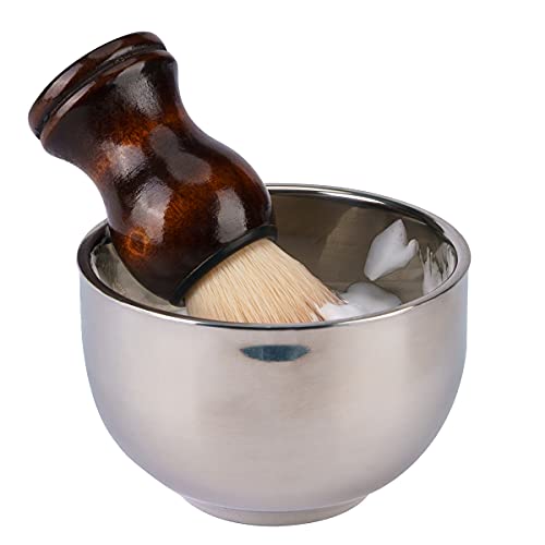 Grandslam Shaving Kit For Men, Safety Razor With 10 Blades, Shaving Brush, Stand And Soap Cream, Stainless Steel Bowl, Canvas & Leather Dopp Kit Gift Set #TOP3