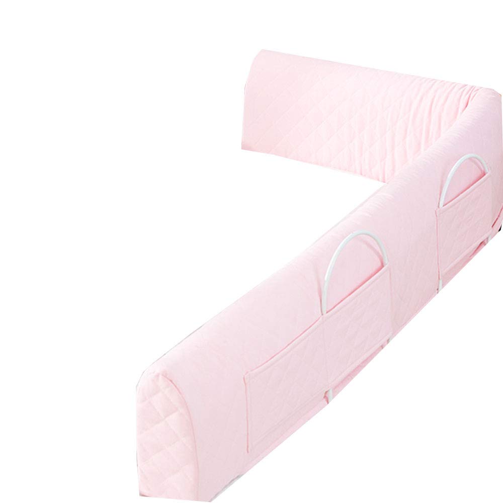 Paracolpi per sponda del Letto, paracolpi in Memory Foam Morbido Multifunzione, Forma Intercambiabile, Fodera Rimovibile ripiegata, 1 Confezione, Rosa, 150 cm