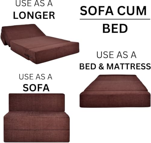 Image of Convertible Sofa Chair Bed, 3-in-1 Sleeper Chair with Foldable Design, Modern Upholstered Lounge Accent Chair, Space Saving Single Sofa Bed for Living Room, Bedroom & Small Spaces (Brown (FA106))