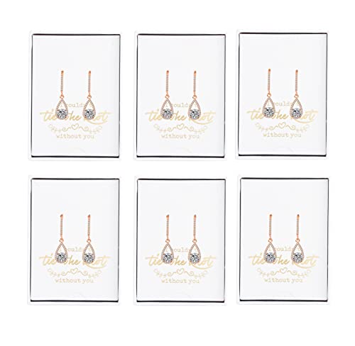 Bridesmaids Gift I Couldn't Say I Do Without You Teardrop Wedding Earrings Cubic Zirconia Dangle Drop Earring Bridesmaid Proposal Gifts Set of 6 …