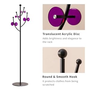 Heavy Duty Coat Rack Flower shaped Entry way Coat Racks Stand with Marble Base Metal Coat Tree Freestanding for Jacket Purse Scarf Bag 1378 x 1378 x 689 Inches Black
