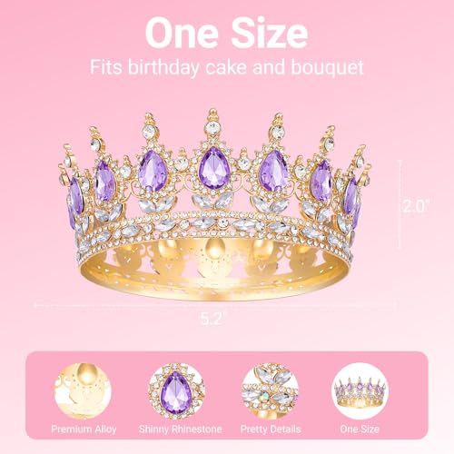 Crown for Women, Queen Crown Tiara for Princess Party (Gold Purple)