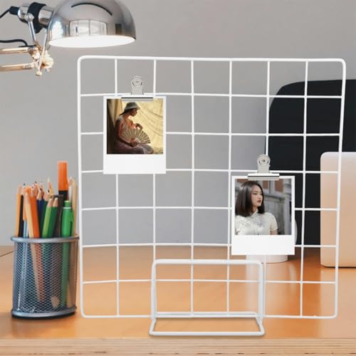 Support d'écran de bureau blanc double base et grille d'exposition - 8