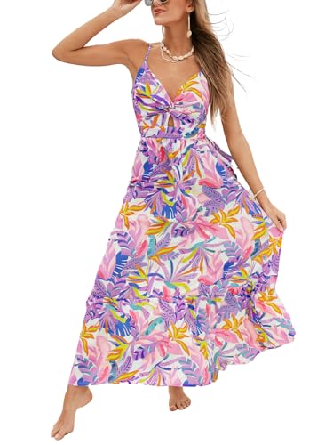 Image of CUPSHE Women's Maxi Dress Floral Print Twisted V Neck Sleeveless Long Dress Summer Casual Dress