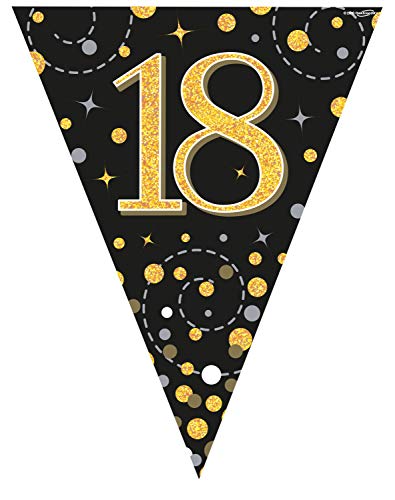 Festone per 18° compleanno, nero e oro, per festa di