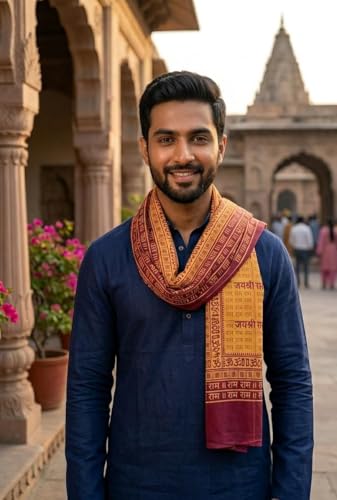 Image of Men's Cotton Gamcha Towel | Traditional Indian Angochha | Pure Cotton Soft & Absorbent Multipurpose Head Scarf | Lightweight Quick Dry Full Size Stole for Men & Women