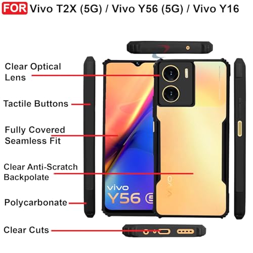 Image of Bintage Back Cover Clear E agle Smoke Case Compatible Model for Vivo V2312 / T2X 5G | Raised Edges I paky |Imported Flexible TPU Bumper Scratch & Camera Protection - Black