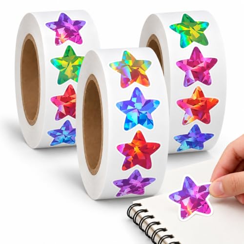 Pegatinas de estrellas Multicolor para Niños, star stickers, 3 Unidades