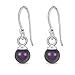 DTPsilver® Petites Boucles d'Oreilles Pendantes à Crochet en Argent Fin 925 et Perles Rondes Nacrées de Cristaux de Swarovski® Elements - Diamètre: 6 mm - Violet Iridescent