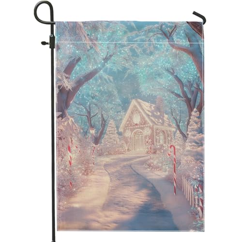 Bandiera da giardino invernale per il paese delle meraviglie natalizie, decorazione per la casa e il giardino, in iuta su entrambi i lati, decorazione per esterni e cortile, tema festivo, 30,5 x 45,7