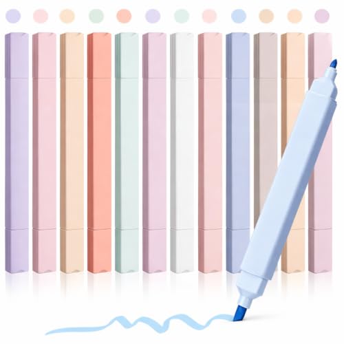 Image of 12 PCS Highlighter Pastel Pen Marker Pastel Assorted Colours, Aesthetic Marker Pens Highlighter Set, Perfect for Diary or Notebook in School,Office Supplies Smooth Writing Quick Dry