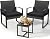 Murago 3 Piece Wicker Patio Bistro Set, Rattan Conversation Set with Coffee Table, for Balcony, Porch, Garden, Yard, Poolside, Black Frame with Black Cushion