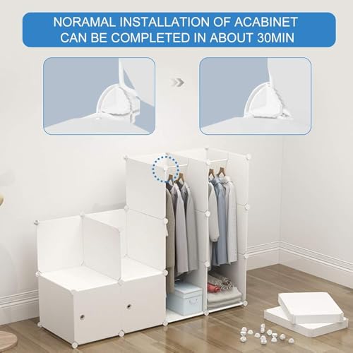 Image of Sunderlook Plastic Wardrobe for Kids Clothes - Non Slip and Anti Skid Multipurpose Kids Wardrobe, Foldable Wardrobes for Cloth, Collapsible Wardrobe for Bedroom (Whtie-M4, 8 Door)