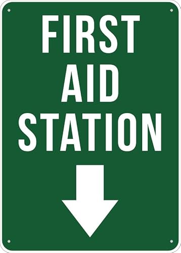 Puhayexi First Aid Station Sign Metal Signs 12X8 Inch Rust Free Aluminum,Uv Ink Printing,Durable/Weatherproof Outdoor For Home