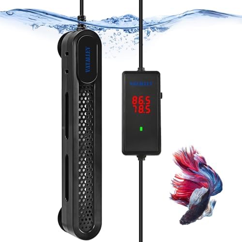 Submersible Aquarium Heater for Fish Tank: 200W/300W/500W Fishtank Heaters with Dual Temperature Digital LED Display - Overheating and Off-Water Protection for 75-120 Gallon