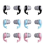 6 Pairs Swimming Ear Plugs,Noise Cancelling Ear Plugs for Adults,Ear Protection,Reusable Waterproof Silicone Soft Earplugs for Swimming, Bath, Shower, Surfing and Water Sports - Pink, Blue, Black