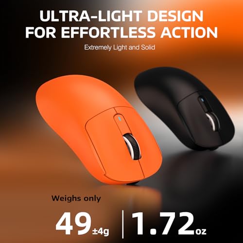 ATTACK SAHRK X3 Lightweight Wireless Gaming Mouse with Tri-Mode 2.4G/USB-C Wired/Bluetooth,Up to 26K DPI, PAW3395 Optical Sensor,Kailh GM8.0 Switch,5 programmable buttons for PC/Laptop/Win/Mac(Orange) - Image 4