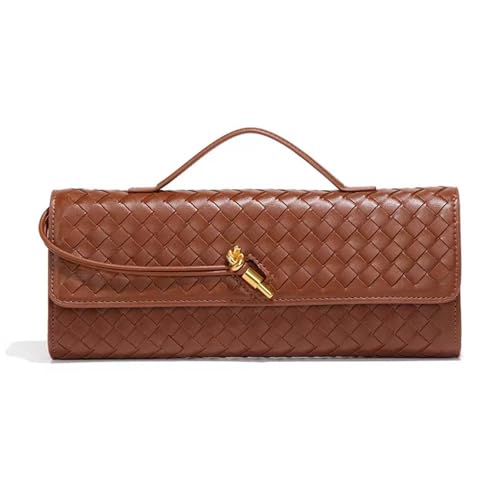 Image of Handmade Woven Evening Bag for Women Casual Clutch Purse Leather Shoulder Handbag Fashion Crossbody Bag