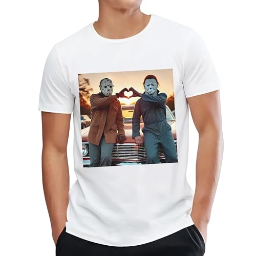 InterStellux Halloween Tshirts - Horror Movie Shirt - Scary Movie Tee - Horror T-Shirt - Scary T-Shirts - Spooky Tee Shirt - Gifts for Halloween (White, L)