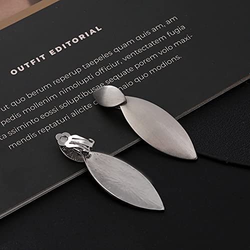 Matte Gold Long Leaf Clip On Earrings Retro Earrings Clip For Women Girls #TOP4
