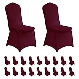 LZY 20pcs Spandex Chair Cover Stretch Slipcovers for Wedding Party, Dining Banquet Chair Decoration Covers (Burgundy, 20)