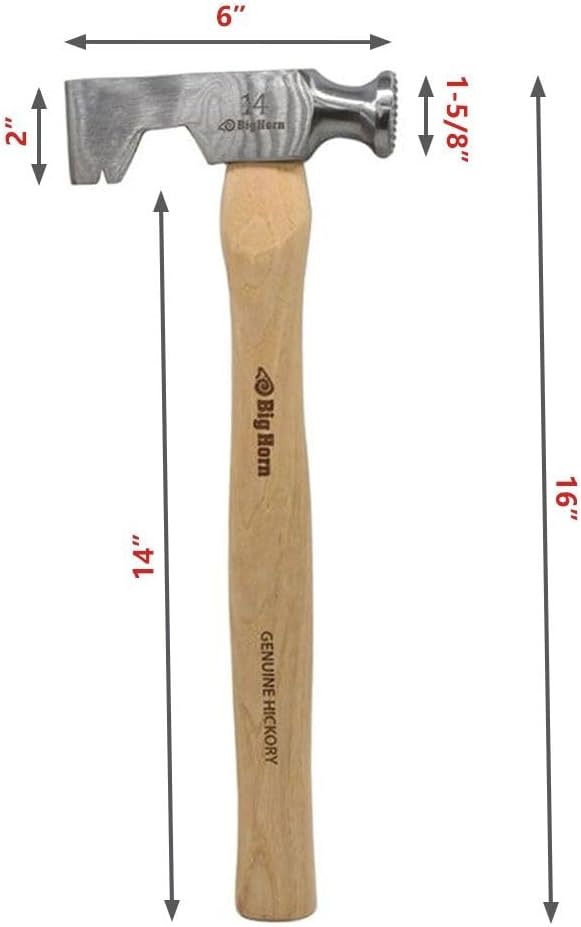 Big Horn Drywall Hatchet with dimensions labeled