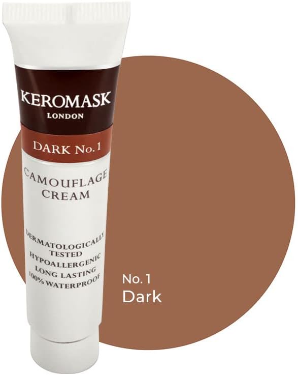 Full Coverage Hypoallergenic Concealer Shade DARK No 1 to Camouflage Vitiligo, Tattoos, Redness and Rosacea, Waterproof and Suitable for All Skin Types 1 x 15ml