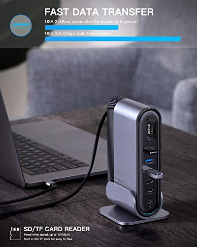 Docking Station Baseus 17 em 1, universal Triple Display com portas HDMI * 3, áudio, Gigabit Etherne