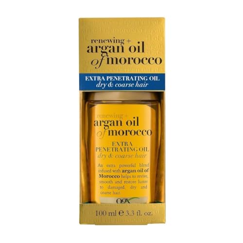 OGX Hair Oil, Renewing + Argan Oil Of Morocco, Extra Penetrating Oil, Dry and Coarse Hair Types, 100 ml