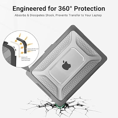 MOSISO Compatible with MacBook Air 15 inch Case M5 2026 M4 M3 M2 2025-2023 A3448 A3241 A3114 A2941, 2 in 1 Kit Honeycomb Shockproof Heavy Duty TPU Bumper Hard Case with Fold Kickstand, Black