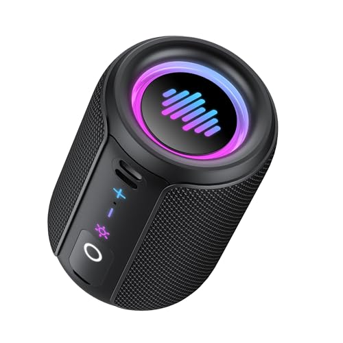 Portable Bluetooth Speaker with Lights, Bluetooth 5.4 Speaker, Powerful Crystal Clear Sound,All Day Playtime,15W Loud Stereo Sound, IPX7 Waterproof,TWS pairing for Outdoor/Home/Party/Travel,Gift Ideas