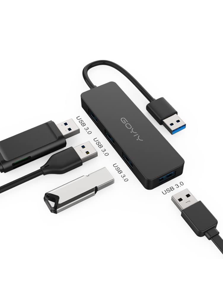 Photo 1 of 2 PACK 4-Port USB3.0 Hub, GOYiY Ultra-Slim Data USB Hub, USB Splitter for MacBook, Mac Pro, Mac Mini, iMac, Surface Pro, Chromebook, XPS, PC, PS4, PS5, Xbox, Flash Drive, Mobile HDD(Not for Charging)(Type A)