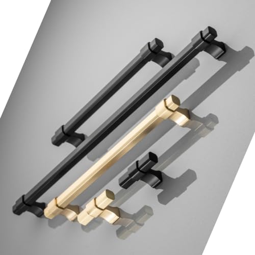 GTV - Möbelgriff IMPERIAL | Griff Griffe Möbelgriffe | Lange 35,4 cm| Bohrlochabstand 32 cm | ZnAl |Gold gebürstet