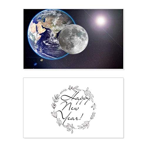 Tarjeta de Año Nuevo con mensaje de bendición Blue Earth White Planet