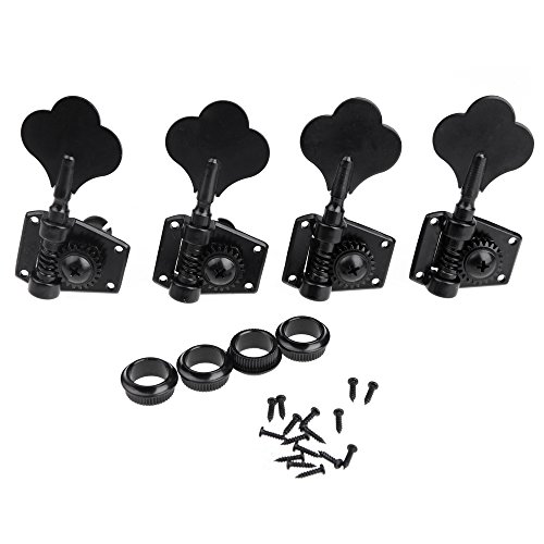 KKmoon Conjunto de teclas 4R Black Electric Bass Tuners Machine Tuning Pegs Keys