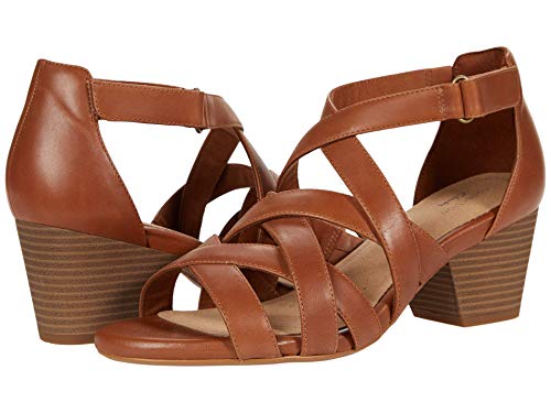 Image of Clarks Women's Lorene Pop Heeled Sandal, Tan Leather, 6 UK