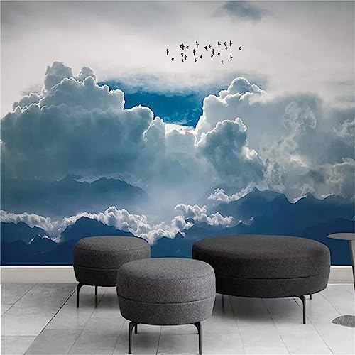 Sky Clouds3d Wallpapers,Birds Mountains3D Mural,Large Wallpaper Mural Wall Decor for Bedroom Living Room Tv Background Room Decor,400x300cm/170x118inche(WxH)