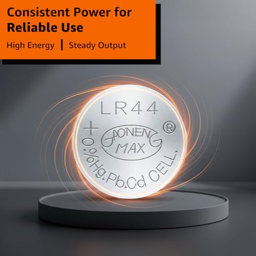 Image of Amazon Basics Long-Lasting LR44 Alkaline Coin Cell Batteries | 1.5V Voltage | Lightweight & Portable (Pack of 10)