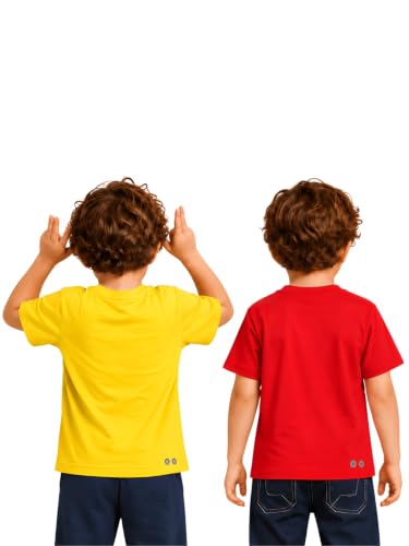 Image of Pilolo Kids Soft Cotton Lycra Pocket T-Shirt for Boys - (Combo Pack of 2)