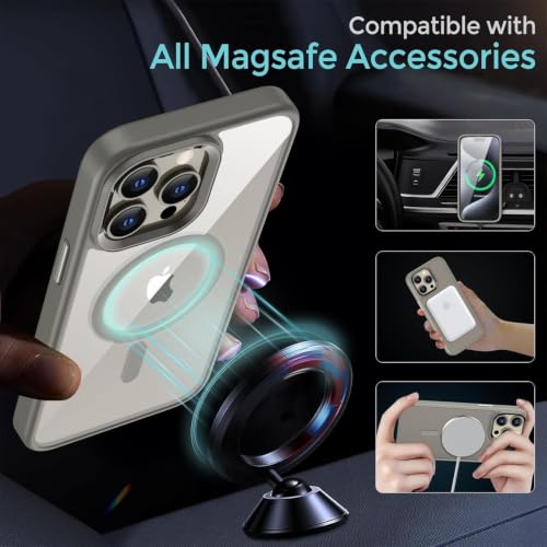 Image of DIZORO iPhone 15 Pro Max Case,Compatible with MagSafe, Non Yellow Military-Grade Drop Protection & Hard PC Back Cover Slim Transparent Anti-Scratch Shockproof Phone Case (Natural Titanium)