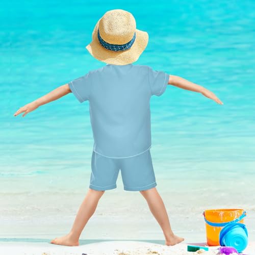Image of 3T Toddler Boy Shorts Set Teal Hawaiian Button Down Shirts Summer Outfits for Little Boy